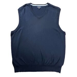 Brooks Brothers‎ Mens 100%  Cotton Navy Pullover V Neck Vest Casual Golf XL